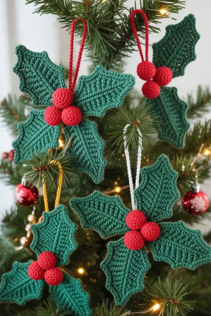 Holly Leaf & Berry Ornaments – FREE Crochet Pattern - CRAFTSFORLOVE.COM