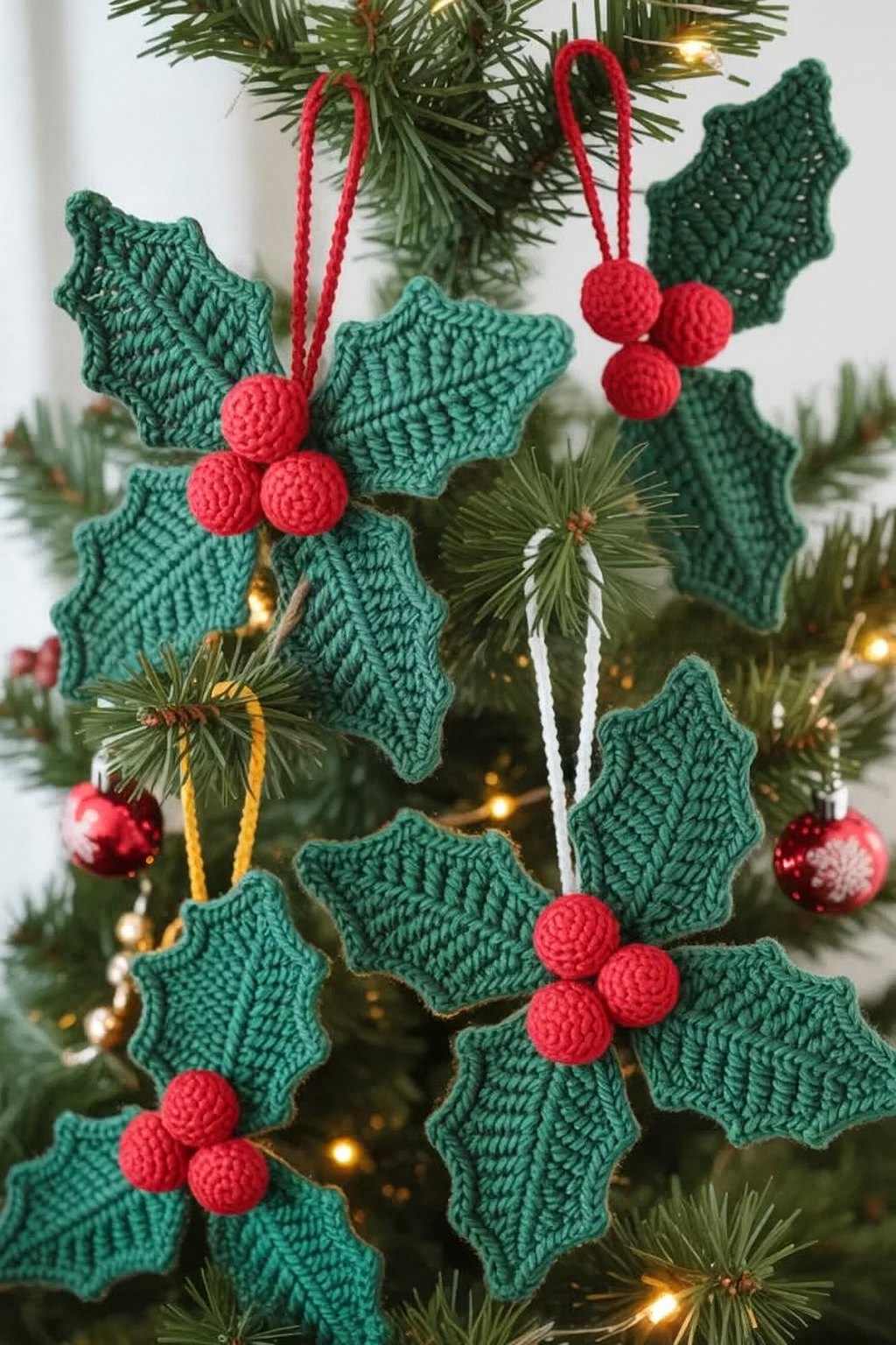 Holly Leaf & Berry Ornaments – FREE Crochet Pattern - CRAFTSFORLOVE.COM