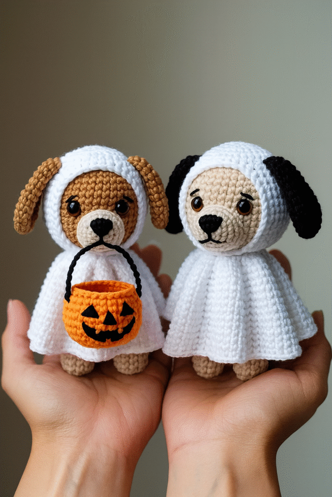 Amigurumi Halloween Ghost Puppies – FREE Crochet Pattern