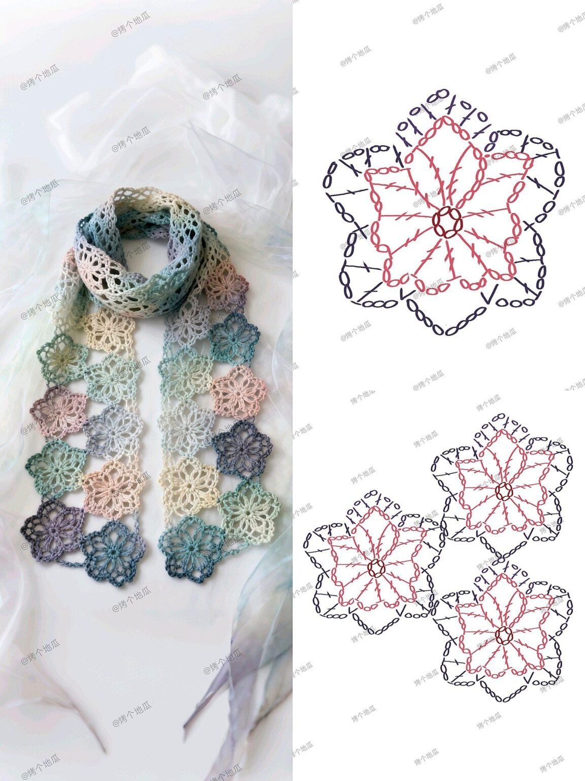 Beautiful Flower Scarf Pattern - CRAFTSFORLOVE.COM